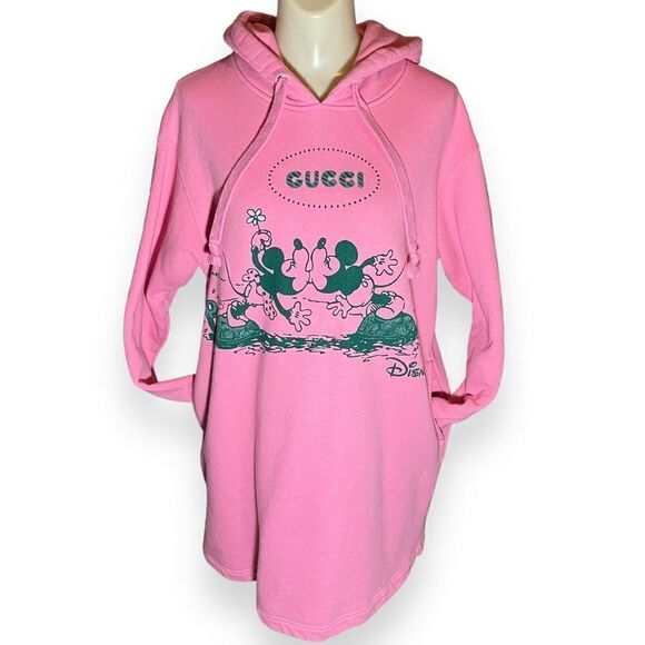 Gucci+Disney Mickey Mouse Minnie Pink  Sweatshirt Hoodie Dress with Pockets - Picture 6 of 16